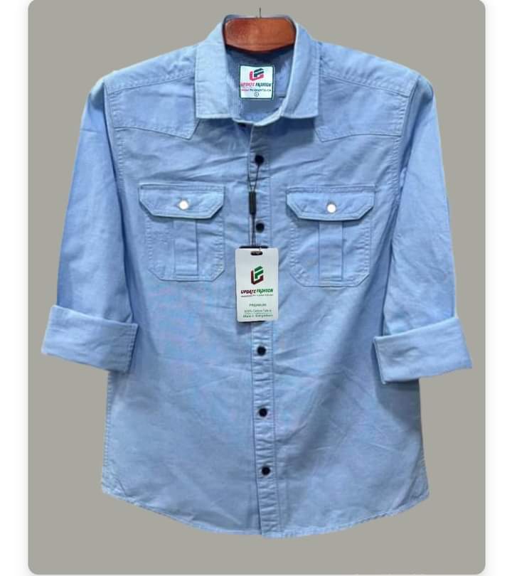 Double Pocket  shirt for men(sky)