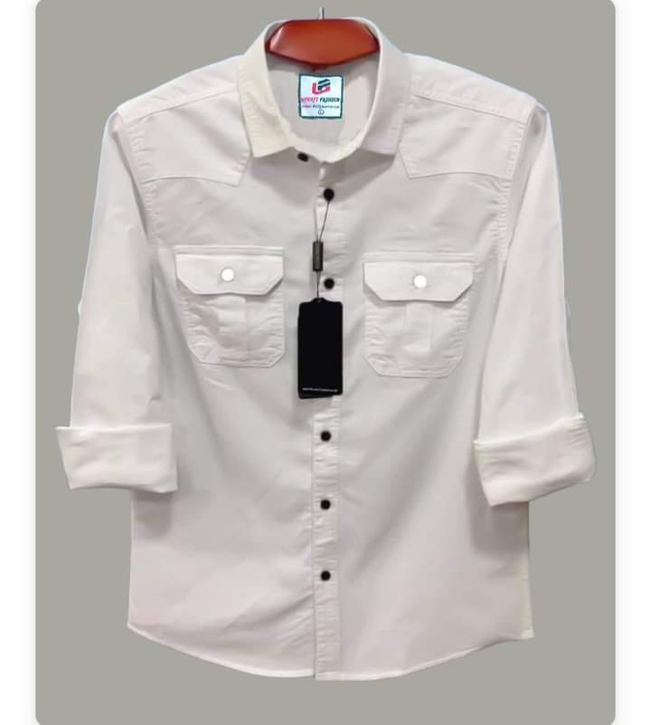 Double Pocket  shirt for men (white)