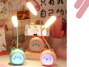 Rehenbsem Cute Bunny Desk Lamp, Portable LED Desk Lamps with Night Light,Rabbit Foldable USB Rechargeable Reading Light for Children Boys Girls Study