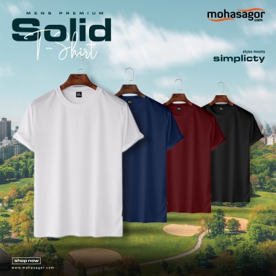 4 pcs Premium Solid T-Shirt Combo Offer