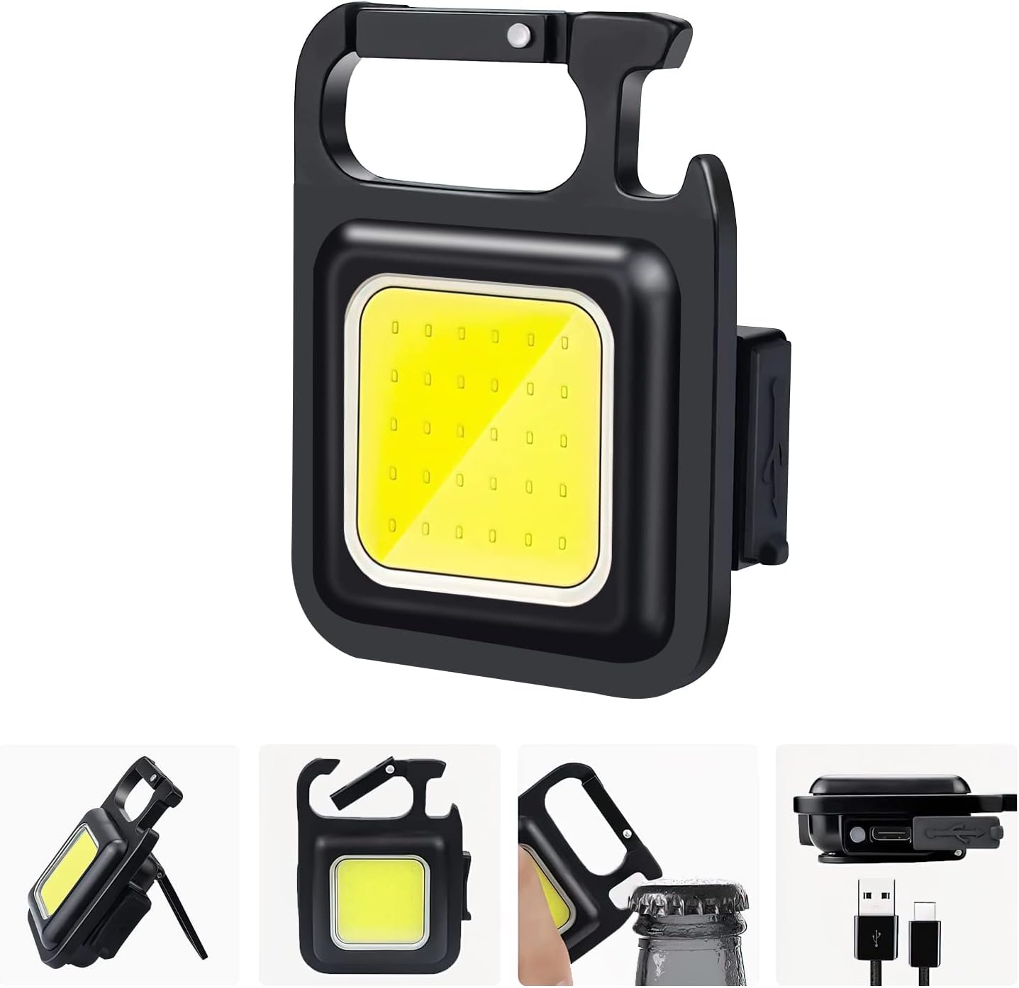 Multi-functional Outdoor Keychain Light with 800Lm COB and 3 Lighting Modes, for Camping, Hiking and Emergencies