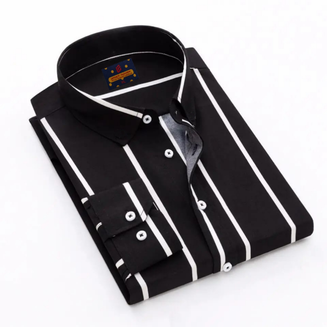 Men's  long sleeve stripe / print shirt