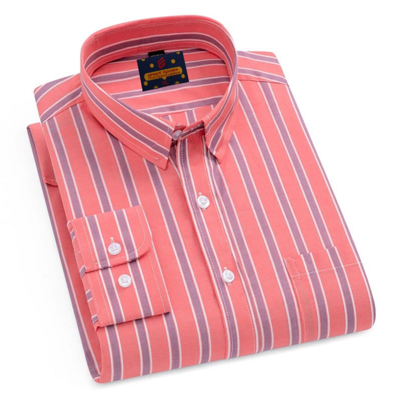 Men's  long sleeve stripe / print shirt