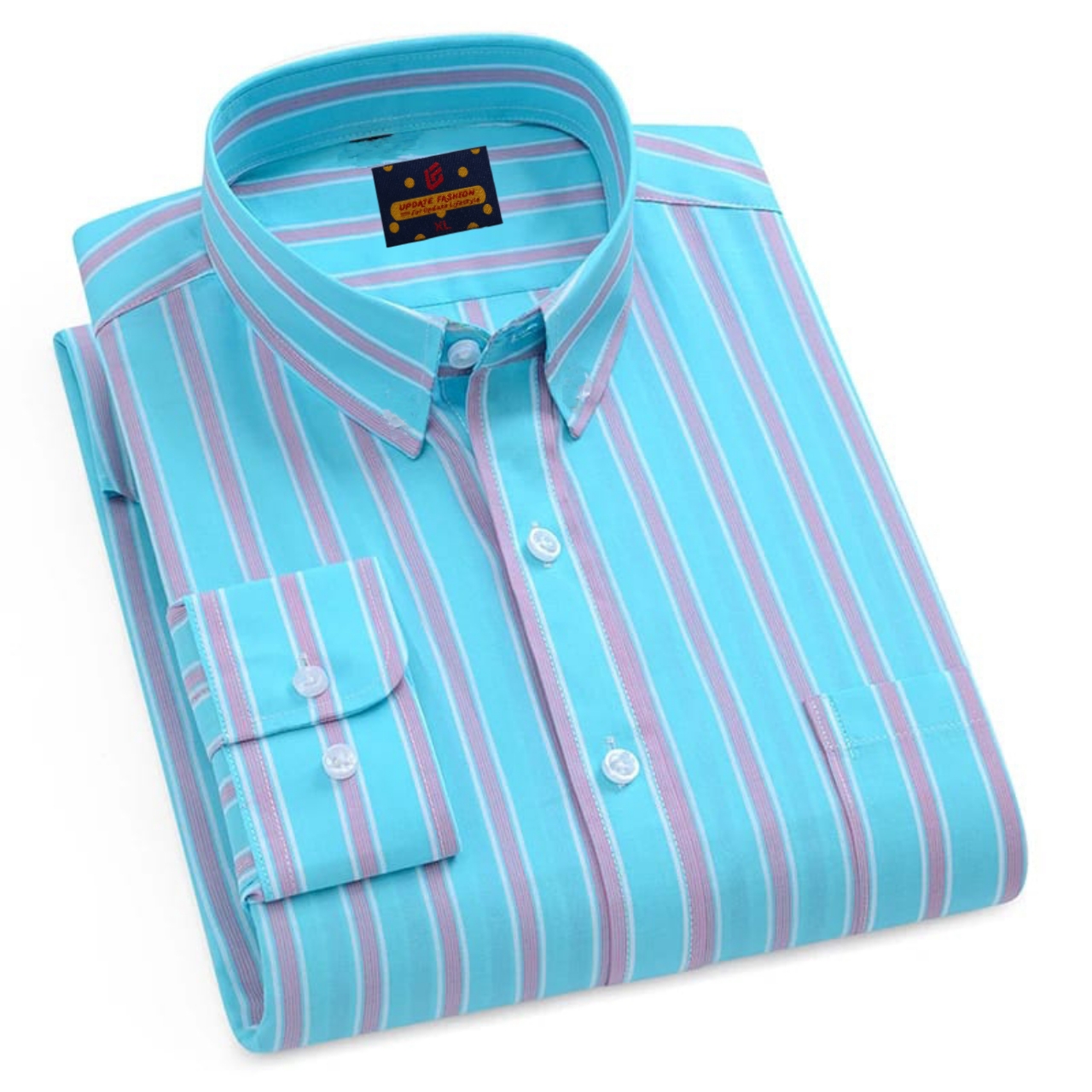 Men's  long sleeve stripe / print shirt