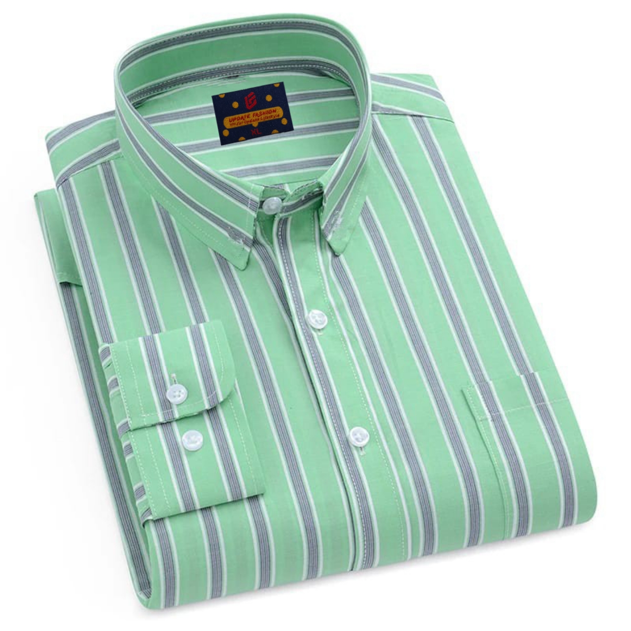 Men's  long sleeve stripe / print shirt