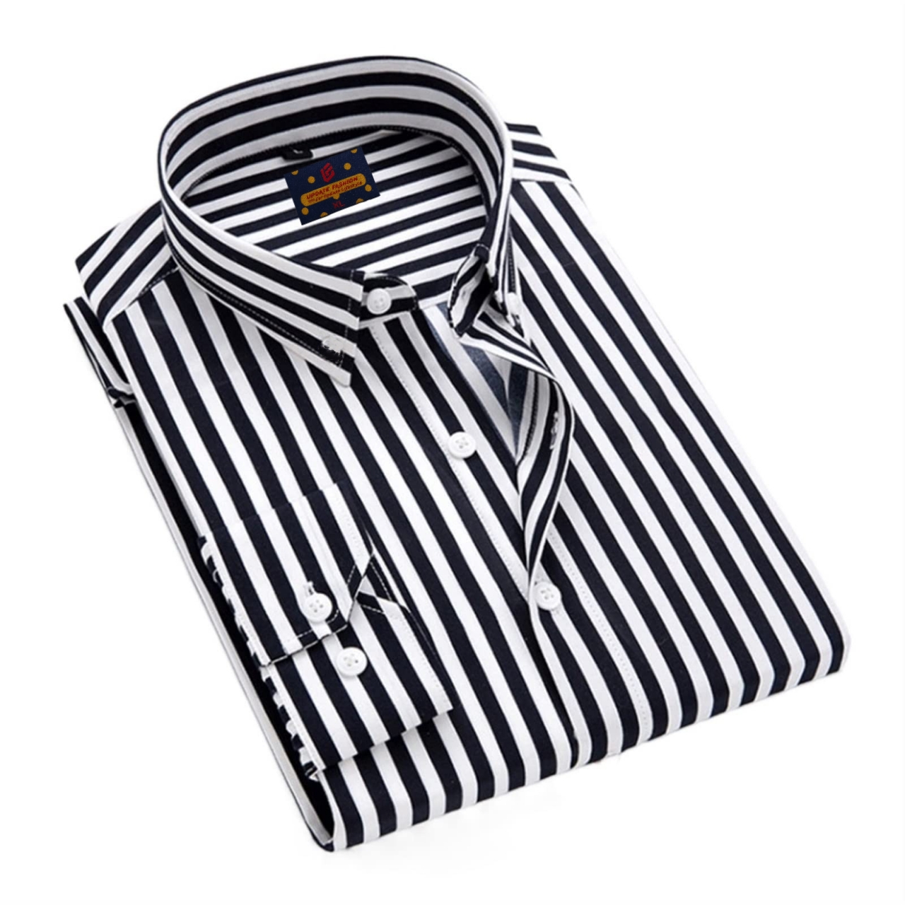 Men's  long sleeve stripe / print shirt