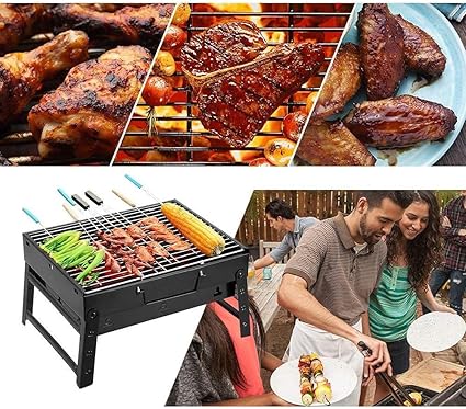Portable BBQ Grill with Foldable Stand, Heavy-Duty Stainless Steel Construction (TL-372)