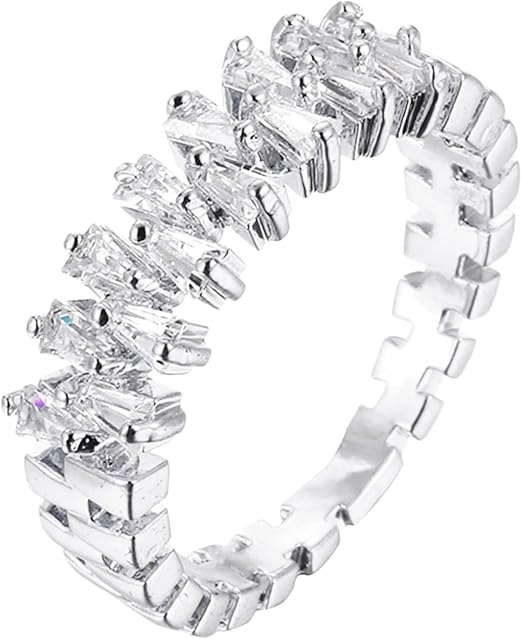 Double Rows Diamond Rings for Womens