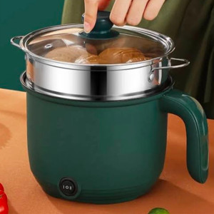 Multicooker Portable Electric Multicooker Cooking Pot With Steamer and Multipurpose 1.9 Liter Electric Cooker Pot Manual electric heating pot Cooker Rice cooker