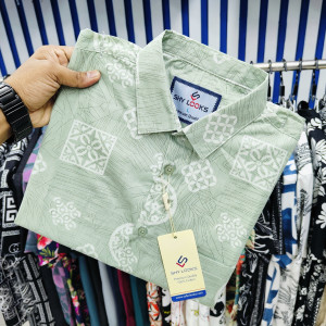 Pure Cotton Half Sleeve Print Shirt for Men's