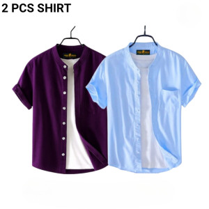Fashionable casual Half Sleeve shirt for men(SKy+ perple)