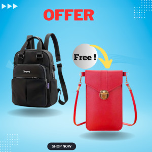 New leisure nylon ladies CHINA Bagpack (Black ) With Women's PU Leather Phone Holder With Neck Strap Wallets Touch Screen Bags(Red)