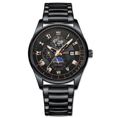 BINBOND B3982 New Style Silver Men Quartz Watch Authentic Stainless Steel Band Water Proof Date Display Dials Decoration Watch