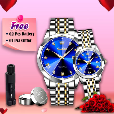 Olevs  Stainless Steel fashionable  Couple watches Silver Royal Blue