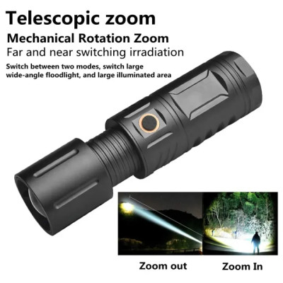 Strong Light Lamp T40 LED Flashlight USB Rechargeable Ultra-Bright Torch High Power Lantern Built-in  Lithium Batteries