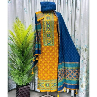 New Exclushive Collection High Qualitiey Cotton Printed Three Piece