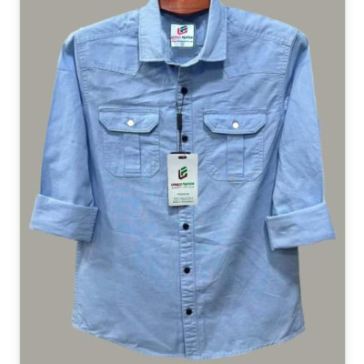 Double Pocket  shirt for men(sky)
