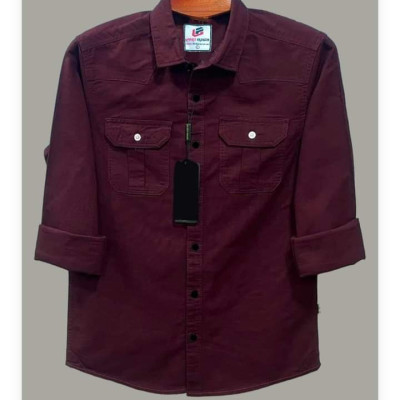 Double Pocket  shirt for men (maroon)