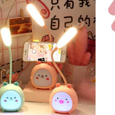 Rehenbsem Cute Bunny Desk Lamp, Portable LED Desk Lamps with Night Light,Rabbit Foldable USB Rechargeable Reading Light for Children Boys Girls Study