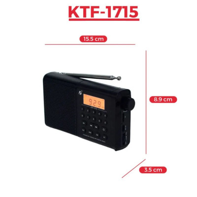KTF-1715 Bluetooth, TF Card & FM/MW/SW 3 Bands Radio & Clock Supported Digital Display Speaker