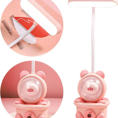 Bonito Lâmpada de Mesa Dobrável Portátil Lâmpada Led Lâmpada de Mesa Recarregável Usb Luz Cabeceira Leitura para Estudantes e Escritórios Domésticos Rosa