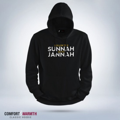 “Follow the sunnah go to Jannah” Islamic Hoodie (Black)