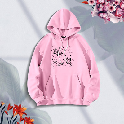 Premium Comfortable (Butterflies Globe) Ladies winter hoodie