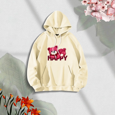 Premium Comfortable Stylish (Happy-Off white) Ladies winter hoodie