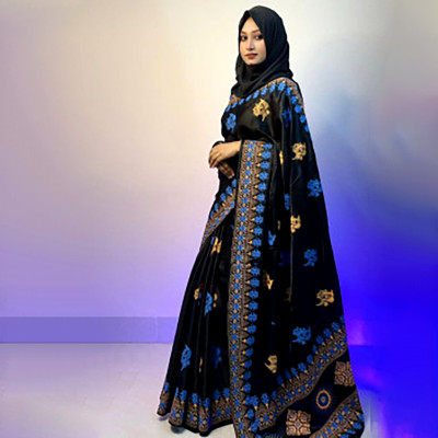 বোধুয়া বেনারশি  প্রিন্ট শাড়ি কালো কালার