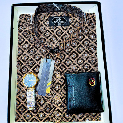 Cotton  Punjabi + Premium Watch +Wallet +  Combo Pack