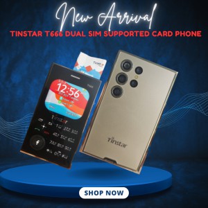 Tinstar T666 Dual sim supported Card phone Golden color