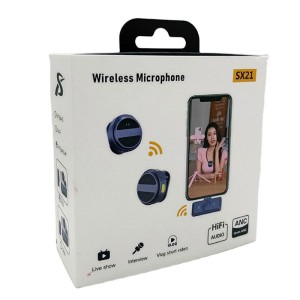 SX21-New 2-in-1 Wireless Lavalier Microphone – Dual Mic Setup for Crystal Clear Mobile Recording