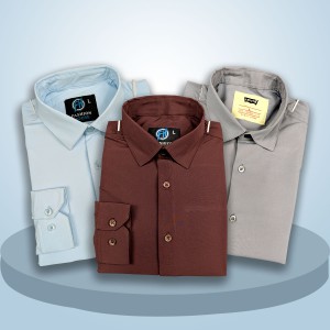 Premium 3 Piece Shirt  Combo Pack (Formal / Casual) (Ash, Coffee, Sky)