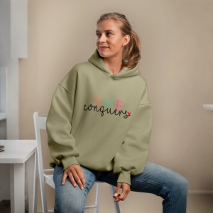 Premium Comfortable Printed Ladies winter hoodie ( Sage Green )