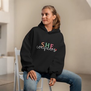 Premium Comfortable Printed Ladies Winter Hoodie ( Black )