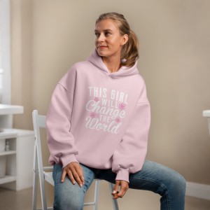 Premium Comfortable Printed Ladies Winter Hoodie ( Baby Pink )