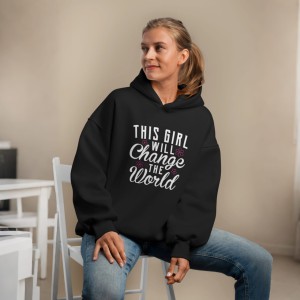 Premium Comfortable Printed Ladies Winter Hoodie ( Black )