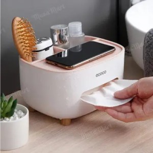 ECOCO Cute Large Storage Napkin Holder Multi-functional Car Tissue Box Light Luxury Storage Box Desktop