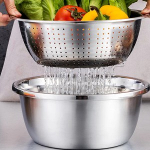 3-in-1 Stainless Steel Vegetable Cutter with Drain Basket Easy Food Prep for Southeast Asian Buyers Grater Basin for Fruits Vegetables