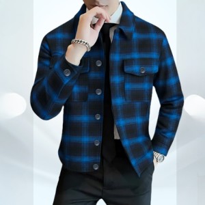 MEN'S Button-Up Shacket Jacket ( Brown+Khaki)