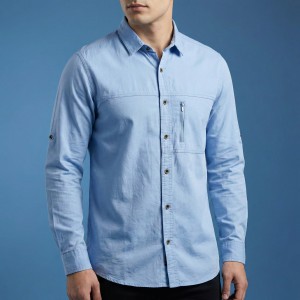 Kaiser Cotton Stylish Full Sleeve Shirt (Sky)