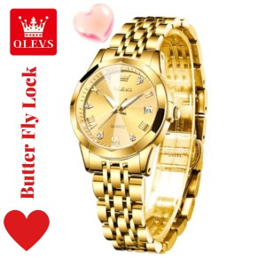 Butter Fly Lock OLEVS Watch for Women  (golden)