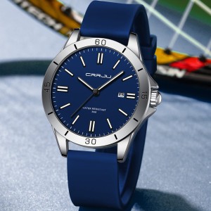 CRRJU 5025 Men's Stylish Premium Quartz Watch – Minimalist Dial, Rotating Bezel Look, 3ATM Water Resistant, Soft Silicone Strap & Luminous Hands Sport Wristwatch