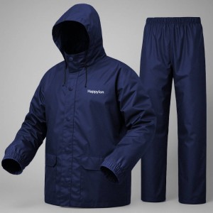 100% Water proof High quality Rain Coat With Pant. (Happylon) Blue
