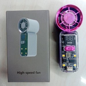 High-Speed Handheld Transparent Fan with Digital Display