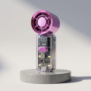 High-Speed Handheld Transparent Fan with Digital Display