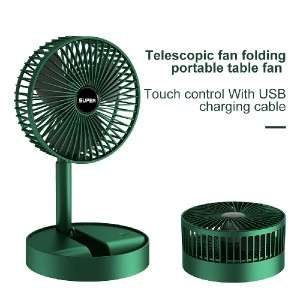 Folding Rechargeable Desk Fan, 3 Speeds Adjustable Height Table Fan with Timer, 2000mAh Rechargeable USB Charging for Home Office Travel