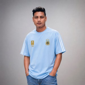 Premium Argentina Fan Edition Drop Shoulder Sky Color