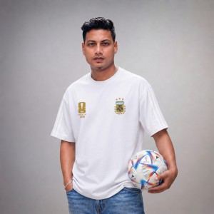 Premium Argentina Fan Edition Drop Shoulder  White Color