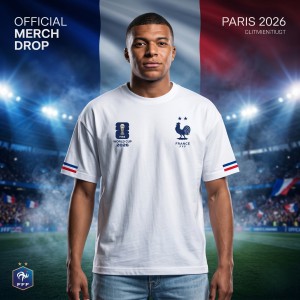 Premium France Fan Edition Drop Shoulder White Color